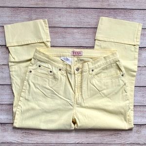 Zena, Wide Cuff Cropped Jeans, Yellow, Size 8